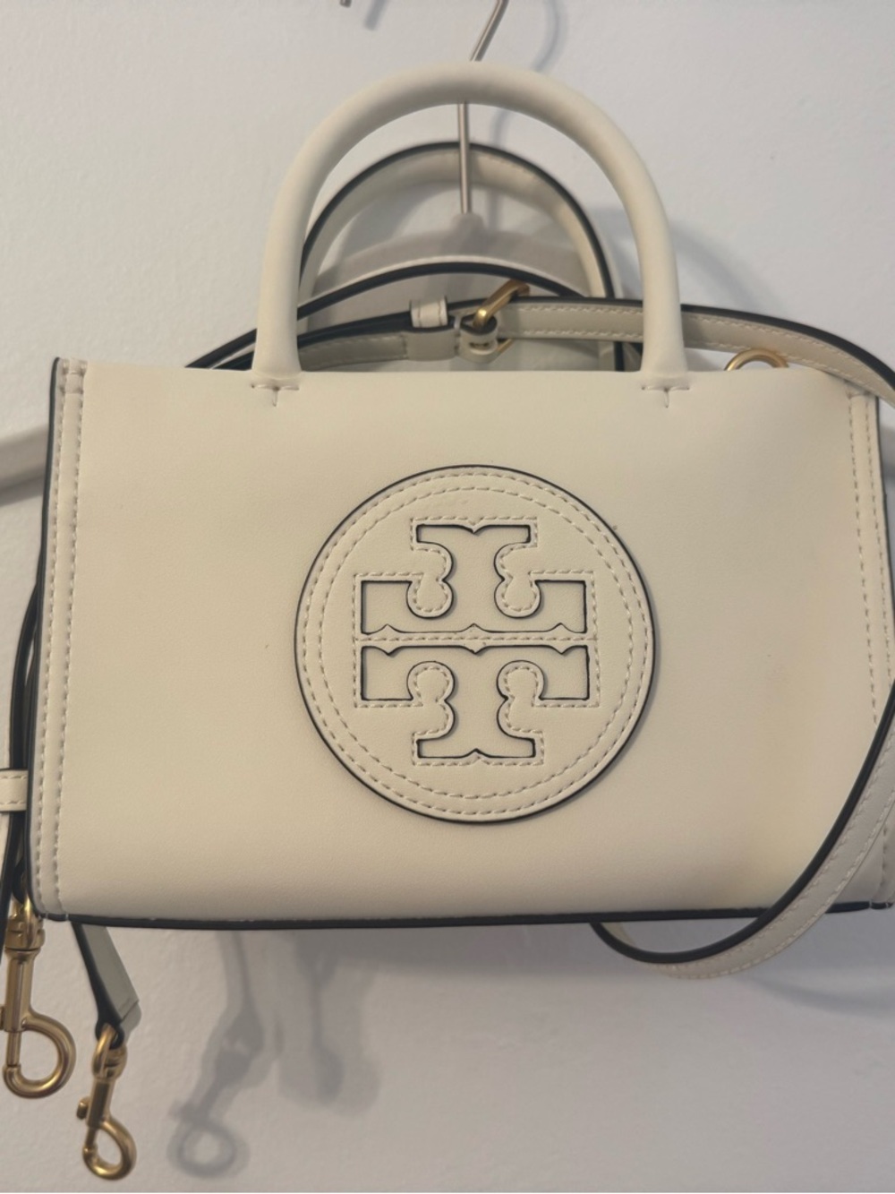 Tory Burch Cream Leather Ella Mini Tote with Logo Medallion - Picture 5 of 7
